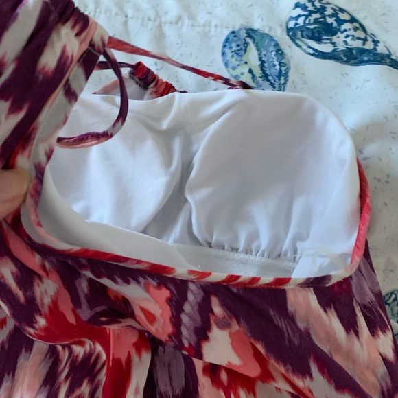 Athleta Kelani Magenta Pink Ikat Rayon Halter Dress Built in Bra size Small - Picture 5 of 8